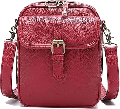 Umhängetasche, Leder-Umhängetasche, Vintage-Schultertasche, Vintage-Diebstahlschutz, mit Fächern und Kartenfächern von WZTFWCHSTH