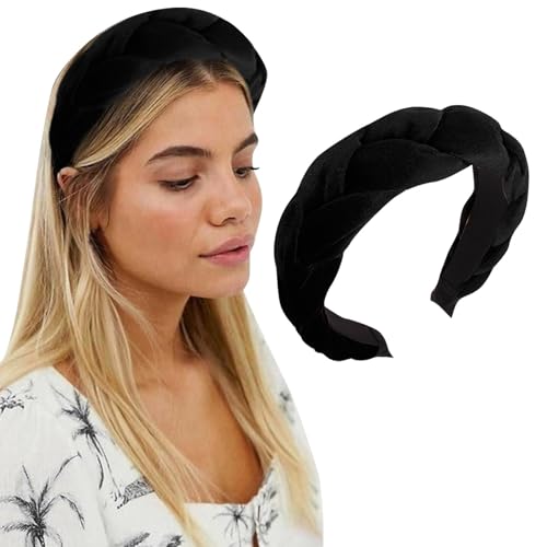Haarreifen Damen Samt Haarreif Trachten Geflochten Stirnband, Damen Haarreif Breit Schwarz Haarschmuck, rutschfest, Vintage Gepolsterte Haarreifen, Stirnbänder Kopfband Haarreifen Damen Samt Haarreif Trachten Geflochten Stirnband, Damen Haarreif Breit Schwarz Haarschmuck, rutschfest, Vintage Gepolsterte Haarreifen, Stirnbänder Kopfband von WZXGNGNCA