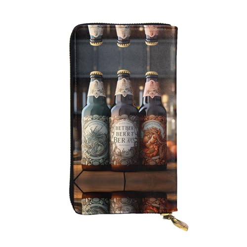 3 Bierflaschen gemustertes Leder lange Geldbörse (19,1 x 10,4 cm) | extra großes Multifunktionsfach | tolles Geschenk von WZYCWB