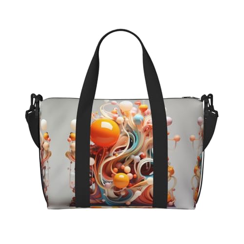 3D Bunte Wirbel und Bälle Damen Handheld-Crossbody-Reisetasche, lässige Handtasche mit Reißverschluss, geeignet für Arbeit, Reisen, Fitness, Reisen, Schwarz, Einheitsgröße 3D Bunte Wirbel und Bälle Damen Handheld-Crossbody-Reisetasche, lässige Handtasche mit Reißverschluss, geeignet für Arbeit, Reisen, Fitness, Reisen, Schwarz, Einheitsgröße von WZYCWB