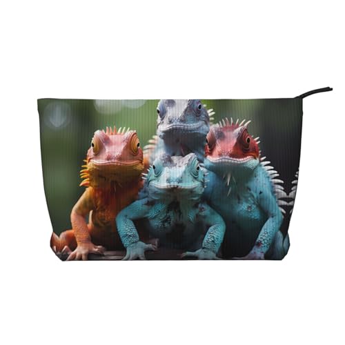 4 bunte Eidechsen Damen-Kosmetiktasche, tragbare Geldbörse mit Reißverschluss, geeignet für Reisen und die tägliche Aufbewahrung von Kosmetika 4 bunte Eidechsen Damen-Kosmetiktasche, tragbare Geldbörse mit Reißverschluss, geeignet für Reisen und die tägliche Aufbewahrung von Kosmetika von WZYCWB