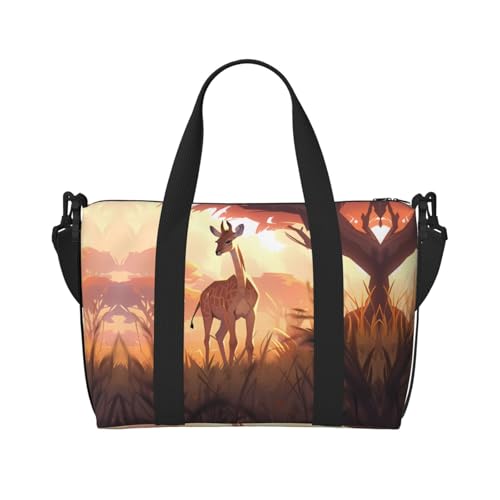 Afrikanische Savanne Giraffe Kalb Damen Handtasche Crossbody Reisetasche Casual Handtasche mit Reißverschluss Geeignet für Arbeit, Reisen, Fitness, Reisen von WZYCWB
