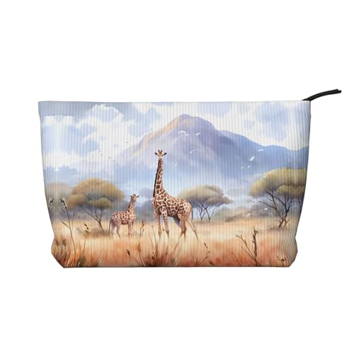 Afrikanische Savannen-Giraffe Damen-Kosmetiktasche, tragbare Geldbörse mit Reißverschluss, geeignet für Reisen und die tägliche Aufbewahrung von Kosmetika von WZYCWB