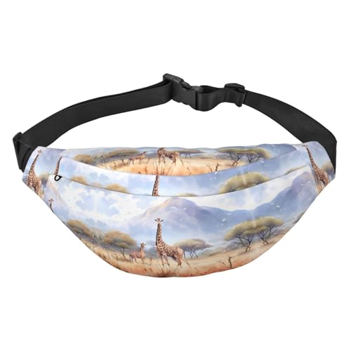 Afrikanische Savannen-Giraffen-Reise-Hüfttasche, geeignet für Sport, Laufen, Radfahren, Reisen, Angeln, Jungen, große Crossbody-Hüfttasche von WZYCWB