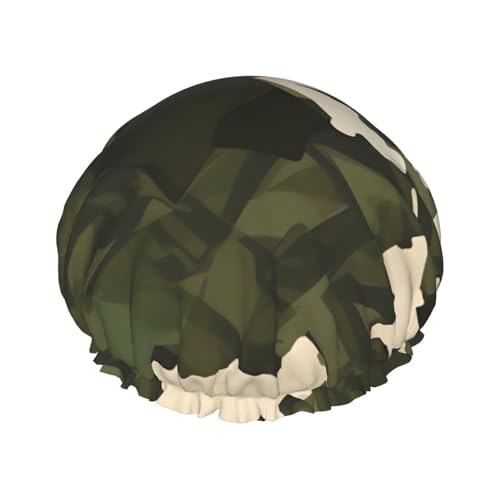 Armee-Camouflage, doppellagige Damen-Duschhaube, wiederverwendbar, großes Design, geeignet für alle Haarlängen, geeignet für Mädchen, Spa und Heimsalon. von WZYCWB