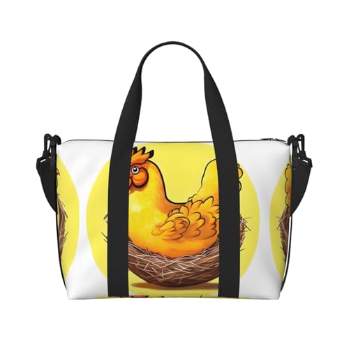 Bird's Nest Golden Chicken Damen Handheld Crossbody Reisetasche Casual Handtasche mit Reißverschluss Geeignet für Arbeit Reisen Fitness Reisen Schwarz Einheitsgröße von WZYCWB