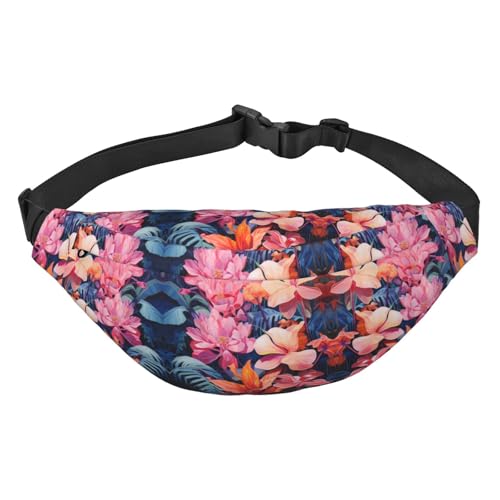 Bunte Hüfttasche mit tropischen Pflanzenblättern, geeignet für Sport, Laufen, Radfahren, Reisen, Angeln, Jungen, große Umhängetasche von WZYCWB