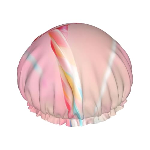 Bunte Lutscher-Duschhaube, doppellagig, wiederverwendbar, großes Design, geeignet für alle Haarlängen, geeignet für Mädchen, Spa und Heimsalon. von WZYCWB