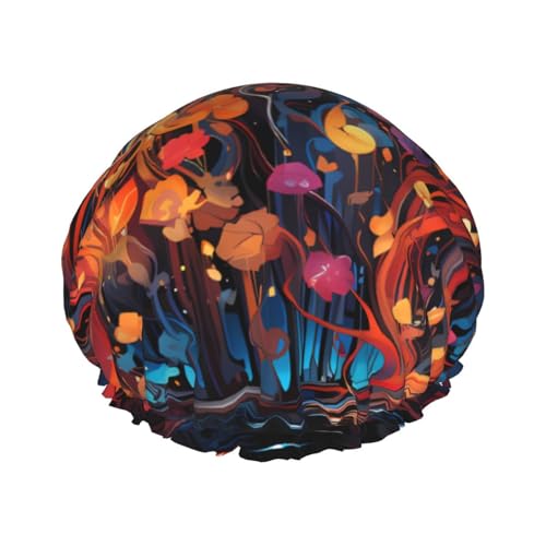 Bunte Musiknoten, doppellagige Damen-Duschhaube, wiederverwendbar, großes Design, geeignet für alle Haarlängen, geeignet für Mädchen, Spa und Heimsalon. von WZYCWB