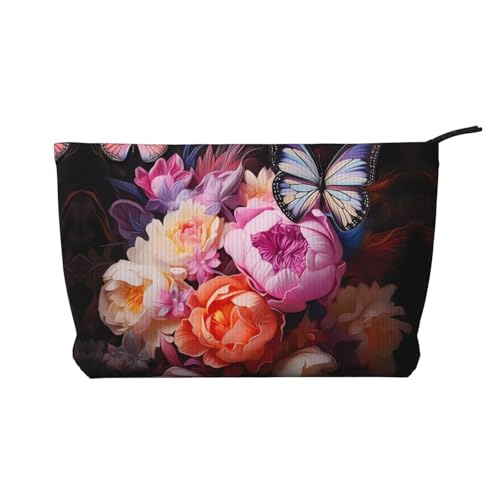 Butterflies and Fresh Bush Damen-Kosmetiktasche, tragbar, mit Reißverschluss, geeignet für Reisen und die tägliche Aufbewahrung von Kosmetika, Schwarz, Einheitsgröße Butterflies and Fresh Bush Damen-Kosmetiktasche, tragbar, mit Reißverschluss, geeignet für Reisen und die tägliche Aufbewahrung von Kosmetika, Schwarz, Einheitsgröße von WZYCWB