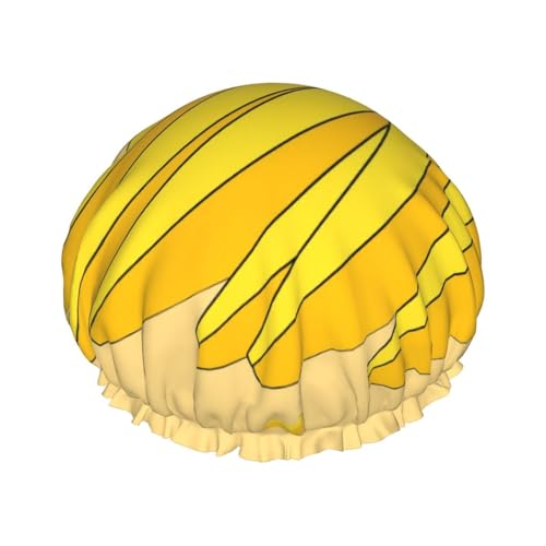 Cartoon Banane Doppellagige Damen-Duschhaube, wiederverwendbar, großes Design, geeignet für alle Haarlängen, geeignet für Mädchen, Spa und Heimsalon. von WZYCWB