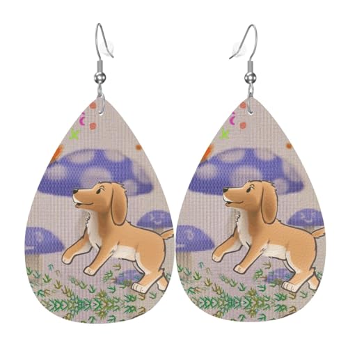 Cartoon-Pilz mit Hund, Leder-Ohrringe, europäischer und amerikanischer Stil, Ohrringe für junge Frauen, Geburtstagsgeschenke/Valentinstagsgeschenke Cartoon-Pilz mit Hund, Leder-Ohrringe, europäischer und amerikanischer Stil, Ohrringe für junge Frauen, Geburtstagsgeschenke/Valentinstagsgeschenke von WZYCWB