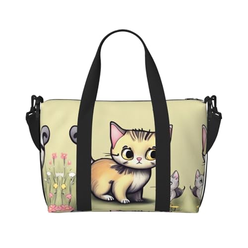 Cat and Butterfly Damen Handtasche Crossbody Reisetasche Casual Handtasche mit Reißverschluss Geeignet für Arbeit Reisen Fitness Reisen von WZYCWB