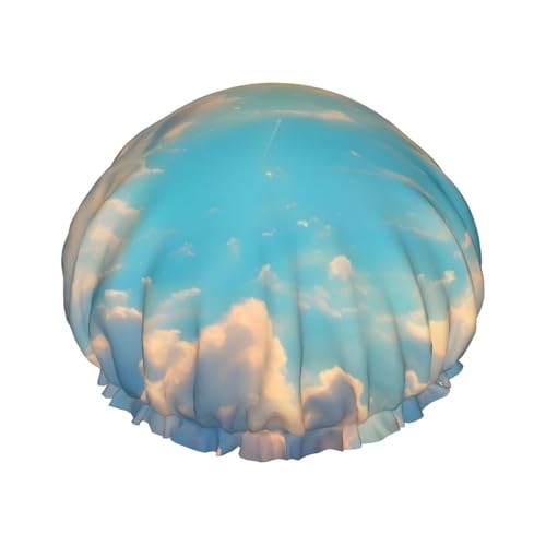Cloudy Sky Doppelschichtige Damen-Duschhaube, wiederverwendbar, großes Design, geeignet für alle Haarlängen, geeignet für Mädchen, Spa und Heimsalon. von WZYCWB