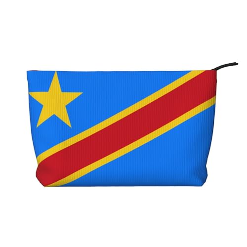Damen-Kosmetiktasche mit Flagge des Kongo, tragbar, mit Reißverschluss, geeignet für Reisen und die tägliche Aufbewahrung von Kosmetika, Schwarz, Einheitsgröße von WZYCWB