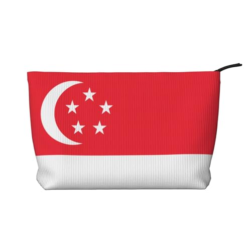 Damen-Kosmetiktasche mit Singapur-Flagge, tragbare Geldbörse mit Reißverschluss, geeignet für Reisen und die tägliche Aufbewahrung von Kosmetika von WZYCWB
