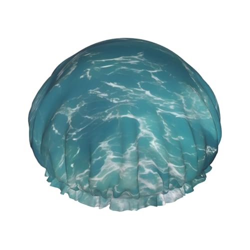 Die doppellagige Damen-Duschhaube von Deep Ocean ist wiederverwendbar, großes Design geeignet für alle Haarlängen, geeignet für Mädchen, Spa und Heimsalon. von WZYCWB