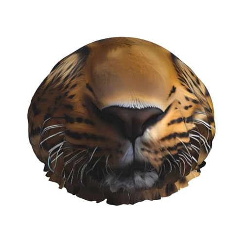 Die doppelschichtige Damen-Duschhaube mit tiefäugigem Leopardenmuster ist wiederverwendbar, großes Design geeignet für alle Haarlängen, geeignet für Mädchen, Spa und Heimsalon. von WZYCWB