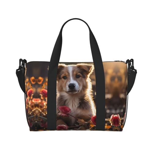 Dogs and Roses Damen Handtasche Crossbody Reisetasche Casual Handtasche mit Reißverschluss Geeignet für Arbeit Reisen Fitness Reisen von WZYCWB