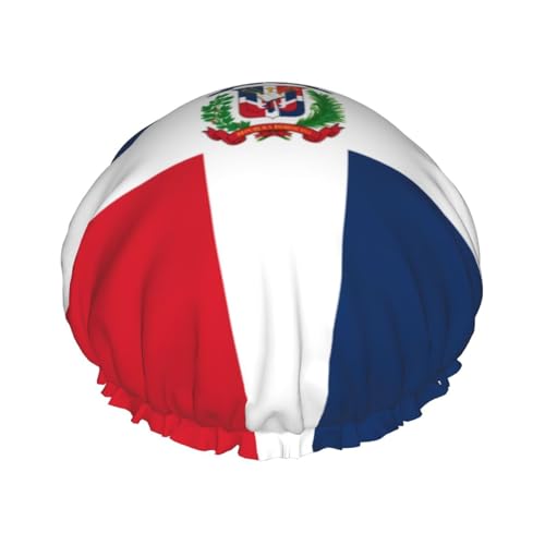 Dominikanische Republik Doppellagige Damen-Duschhaube, wiederverwendbar, großes Design, geeignet für alle Haarlängen, geeignet für Mädchen, Spa und Heimsalon. von WZYCWB