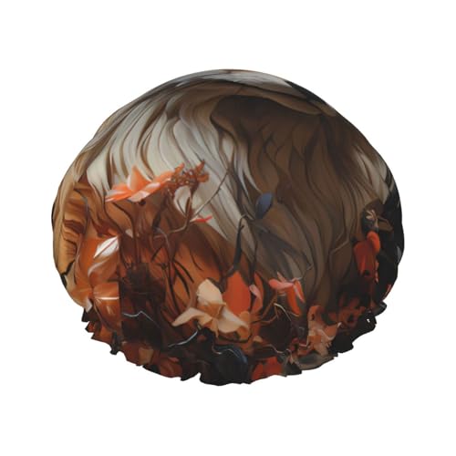 Doppelschichtige Damen-Duschhaube, Fuchs und Blumen, wiederverwendbar, großes Design, geeignet für alle Haarlängen, geeignet für Mädchen, Spa und Heimsalon. von WZYCWB
