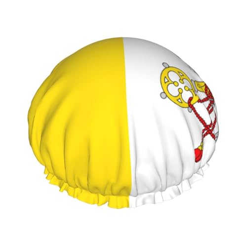 Doppelschichtige Damen-Duschhaube, Vatikan-Flagge, wiederverwendbar, großes Design, geeignet für alle Haarlängen, geeignet für Mädchen, Spa und Heimsalon. von WZYCWB