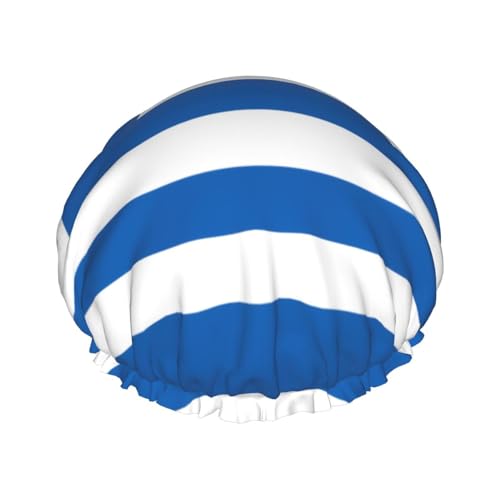 Doppelschichtige Damen-Duschhaube, griechische Flagge, wiederverwendbar, großes Design, geeignet für alle Haarlängen, geeignet für Mädchen, Spa und Heimsalon. von WZYCWB