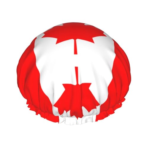 Doppelschichtige Damen-Duschhaube mit kanadischer Flagge, wiederverwendbar, großes Design, geeignet für alle Haarlängen, geeignet für Mädchen, Spa und Heimsalon. von WZYCWB