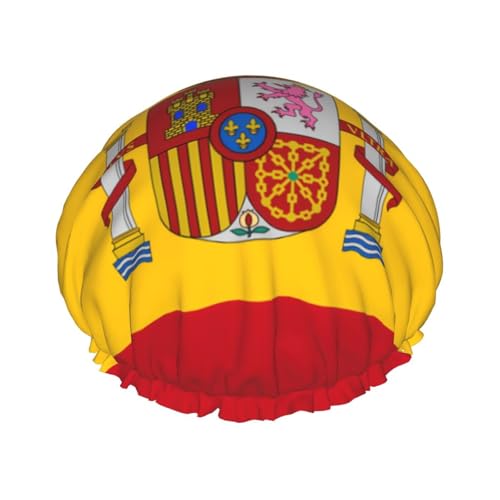 Doppelschichtige Damen-Duschhaube mit spanischer Flagge, wiederverwendbar, großes Design, geeignet für alle Haarlängen, geeignet für Mädchen, Spa und Heimsalon. von WZYCWB