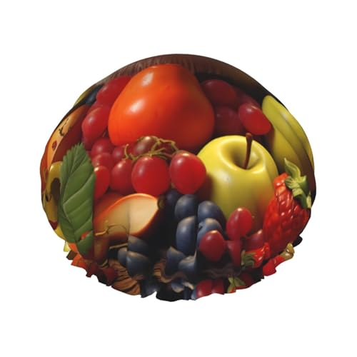 Doppelschichtige Duschhaube für Damen, Hamster und Obst, wiederverwendbar, großes Design, geeignet für alle Haarlängen, geeignet für Mädchen, Spa und Heimsalon. von WZYCWB