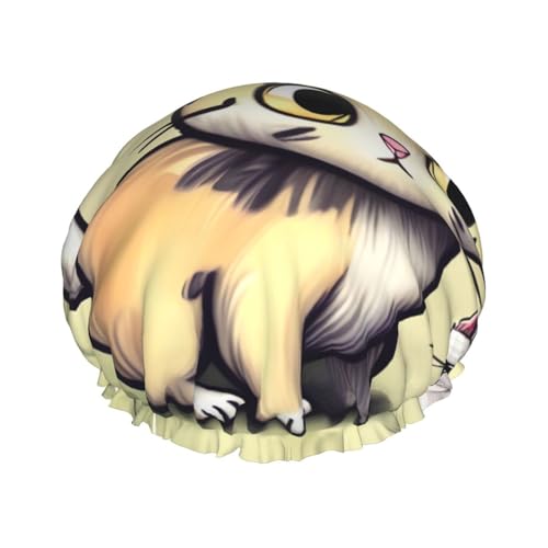 Doppelschichtige Duschhaube mit Katze und Schmetterling, wiederverwendbar, großes Design, geeignet für alle Haarlängen, geeignet für Mädchen, Spa und Heimsalon. von WZYCWB