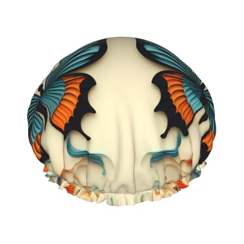 Doppeltes Schmetterlingsmuster, doppellagige Damen-Duschhaube, wiederverwendbar, großes Design, geeignet für alle Haarlängen, geeignet für Mädchen, Spa und Heimsalon. von WZYCWB