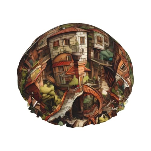 Dream Castle Doppelschichtige Damen-Duschhaube, wiederverwendbar, großes Design, geeignet für alle Haarlängen, geeignet für Mädchen, Spa und Heimsalon. von WZYCWB