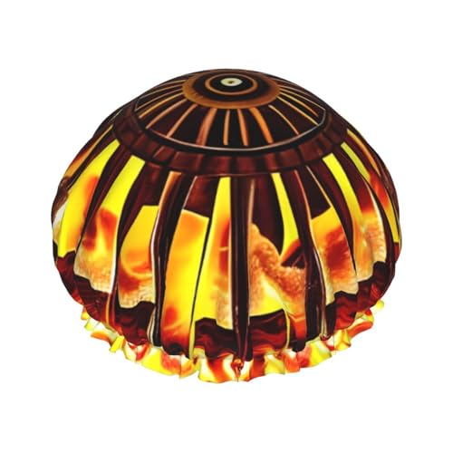 Drehen der Flamme, doppellagige Damen-Duschhaube, wiederverwendbar, großes Design, geeignet für alle Haarlängen, geeignet für Mädchen, Spa und Heimsalon. von WZYCWB