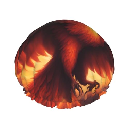 Eine schöne Phoenix doppellagige Damen-Duschhaube, wiederverwendbar, großes Design, geeignet für alle Haarlängen, geeignet für Mädchen, Spa und Heimsalon. von WZYCWB