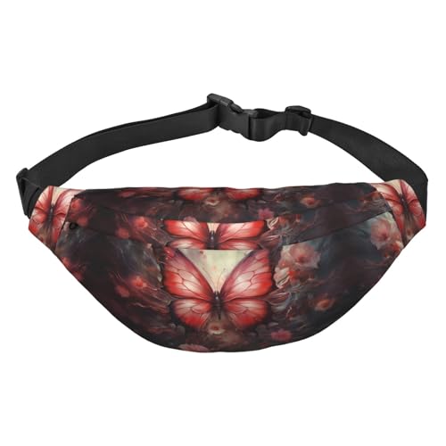 Fantasy Flower Butterfly Travel Fashion Hüfttasche, geeignet für Sport, Laufen, Radfahren, Reisen, Angeln, Jungen, große Crossbody-Hüfttasche von WZYCWB
