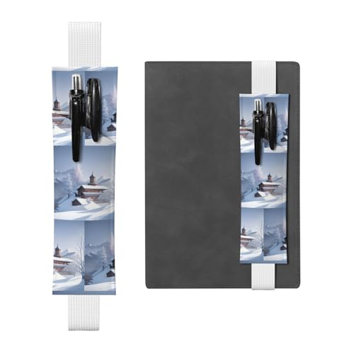 Federmäppchen mit Winterlandschaft, PVC-Stifthalter und Stifthalter mit Gummibändern und Lesezeichen sind die beste Geschenkidee. von WZYCWB