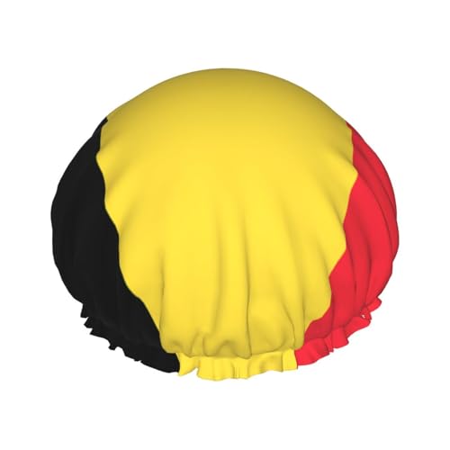 Flagge von Belgien, doppellagige Damen-Duschhaube, wiederverwendbar, großes Design, geeignet für alle Haarlängen, geeignet für Mädchen, Spa und Heimsalon. von WZYCWB