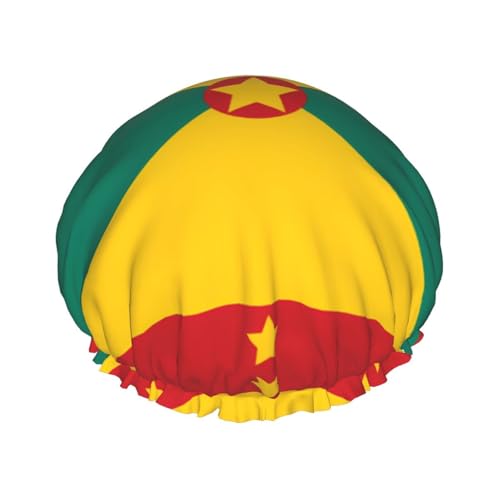 Flagge von Grenada Doppellagige Damen-Duschhaube, wiederverwendbar, großes Design, geeignet für alle Haarlängen, geeignet für Mädchen, Spa und Heimsalon. von WZYCWB