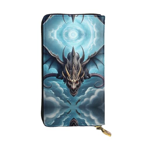 Flying Dragon gemusterte lange Geldbörse aus Leder (19,1 x 10,4 cm), extra großes Multifunktionsfach, tolles Geschenk von WZYCWB