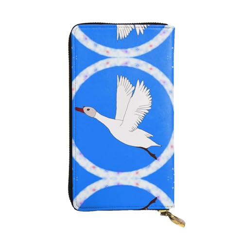 Flying White Goose gemusterte lange Geldbörse aus Leder (19,1 x 10,4 cm), extra großes Multifunktionsfach, tolles Geschenk von WZYCWB