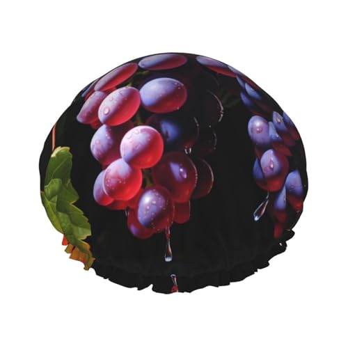 Fresh Grapes Doppelschichtige Damen-Duschhaube, wiederverwendbar, großes Design, geeignet für alle Haarlängen, geeignet für Mädchen, Spa und Heimsalon. von WZYCWB