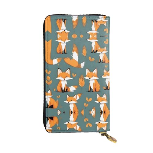 Gelber Fuchs gemusterte lange Geldbörse aus Leder (19,1 x 10,4 cm) | Extra großes Multifunktionsfach | tolles Geschenk von WZYCWB