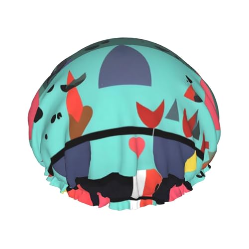 Geometrische Muster, doppellagige Damen-Duschhaube, wiederverwendbar, großes Design, geeignet für alle Haarlängen, geeignet für Mädchen, Spa und Heimsalon. von WZYCWB