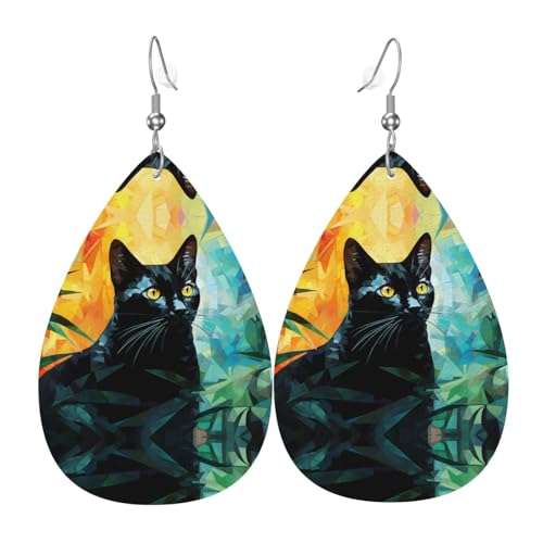 Geometrische schwarze Katzen-Leder-Ohrringe, europäischer und amerikanischer Stil, Ohrringe für junge Frauen, Geburtstagsgeschenke/Valentinstagsgeschenke Geometrische schwarze Katzen-Leder-Ohrringe, europäischer und amerikanischer Stil, Ohrringe für junge Frauen, Geburtstagsgeschenke/Valentinstagsgeschenke von WZYCWB