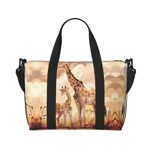 Giraffe Mutter und Kind Damen Handtasche Crossbody Reisetasche Casual Handtasche mit Reißverschluss Geeignet für Arbeit Reisen Fitness Reisen von WZYCWB