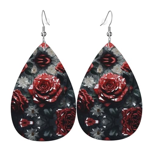Glas-Rose-Leder-Ohrringe, europäischer und amerikanischer Stil, Ohrringe für junge Frauen, Geburtstagsgeschenke/Valentinstagsgeschenke Glas-Rose-Leder-Ohrringe, europäischer und amerikanischer Stil, Ohrringe für junge Frauen, Geburtstagsgeschenke/Valentinstagsgeschenke von WZYCWB