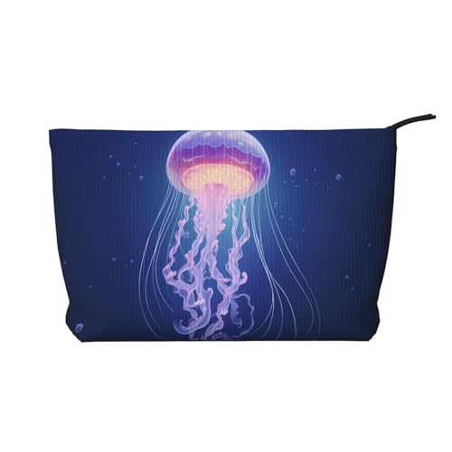 Glowing Jellyfish Damen Cord-Kosmetiktasche, tragbare Reißverschluss-Handtasche, geeignet für Reisen und die tägliche Aufbewahrung von Kosmetika von WZYCWB