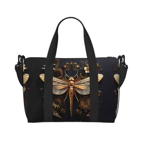 Gold Exquisite Dragonfly Damen Handheld-Crossbody-Tasche Reisetasche Casual Handtasche mit Reißverschluss Geeignet für Arbeit Reisen Fitness Reisen Schwarz Einheitsgröße Gold Exquisite Dragonfly Damen Handheld-Crossbody-Tasche Reisetasche Casual Handtasche mit Reißverschluss Geeignet für Arbeit Reisen Fitness Reisen Schwarz Einheitsgröße von WZYCWB