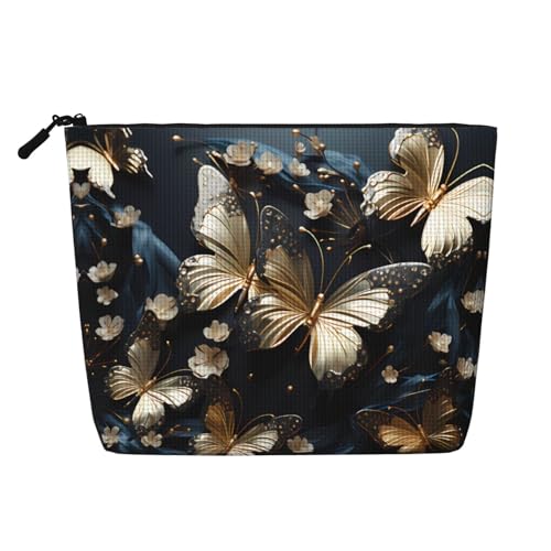 Gold Weiß Schmetterlinge Schwarz Damen Kultur- und Kosmetiktasche Unisex Kulturbeutel Aufbewahrungstasche Körperpflege Aufbewahrungstasche Schwarz Einheitsgröße Gold Weiß Schmetterlinge Schwarz Damen Kultur- und Kosmetiktasche Unisex Kulturbeutel Aufbewahrungstasche Körperpflege Aufbewahrungstasche Schwarz Einheitsgröße von WZYCWB
